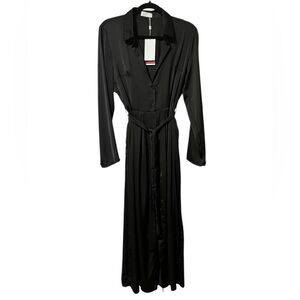 Q2 Black Button Down Long Sleeve Shirt Dress Size M